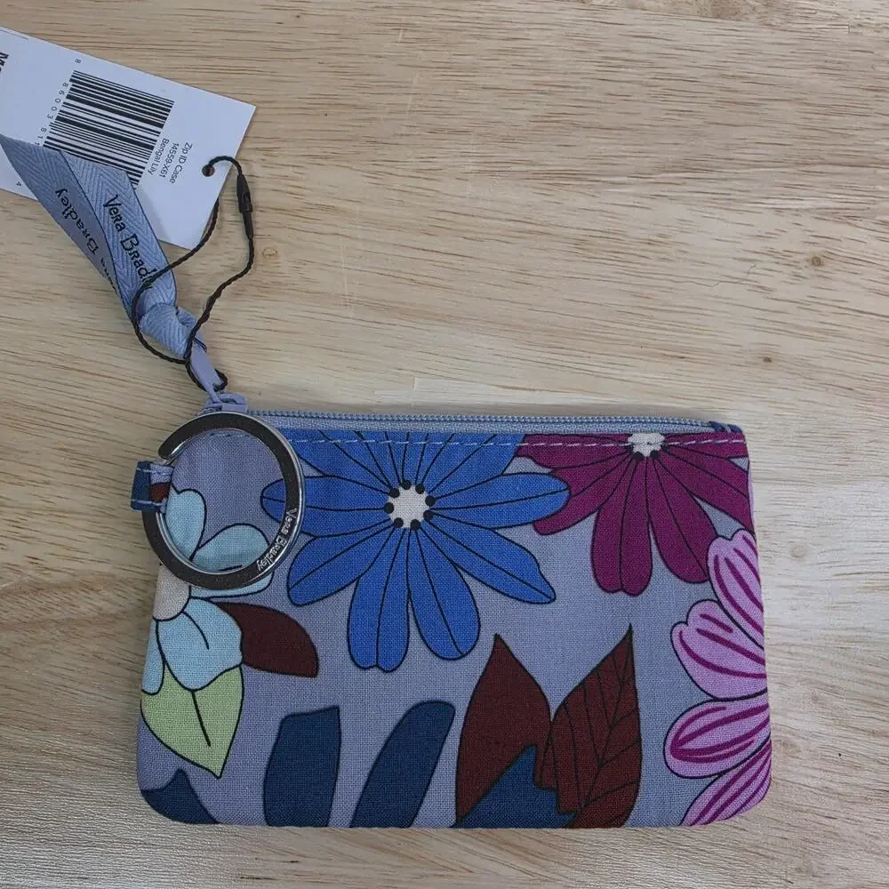 Vera Bradley Zip ID Case Bengal Lily Floral Keyring Coin ID Card Holder NWT